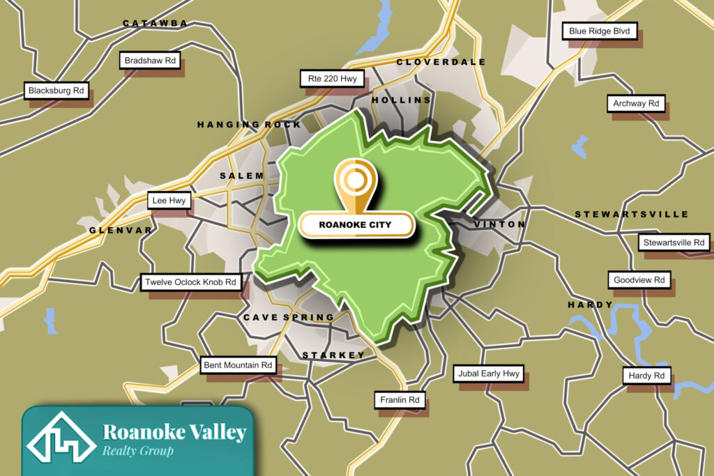 City map graphic of Roanoke City